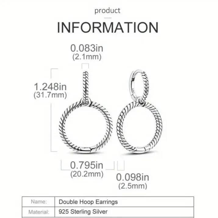 Dog/Cat Paw Sterling Double hoop earrings, 3 in 1 Hoops