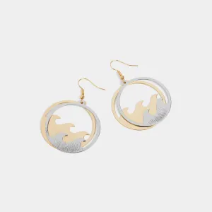 Double Circle Waves Earrings - Mixed Metal