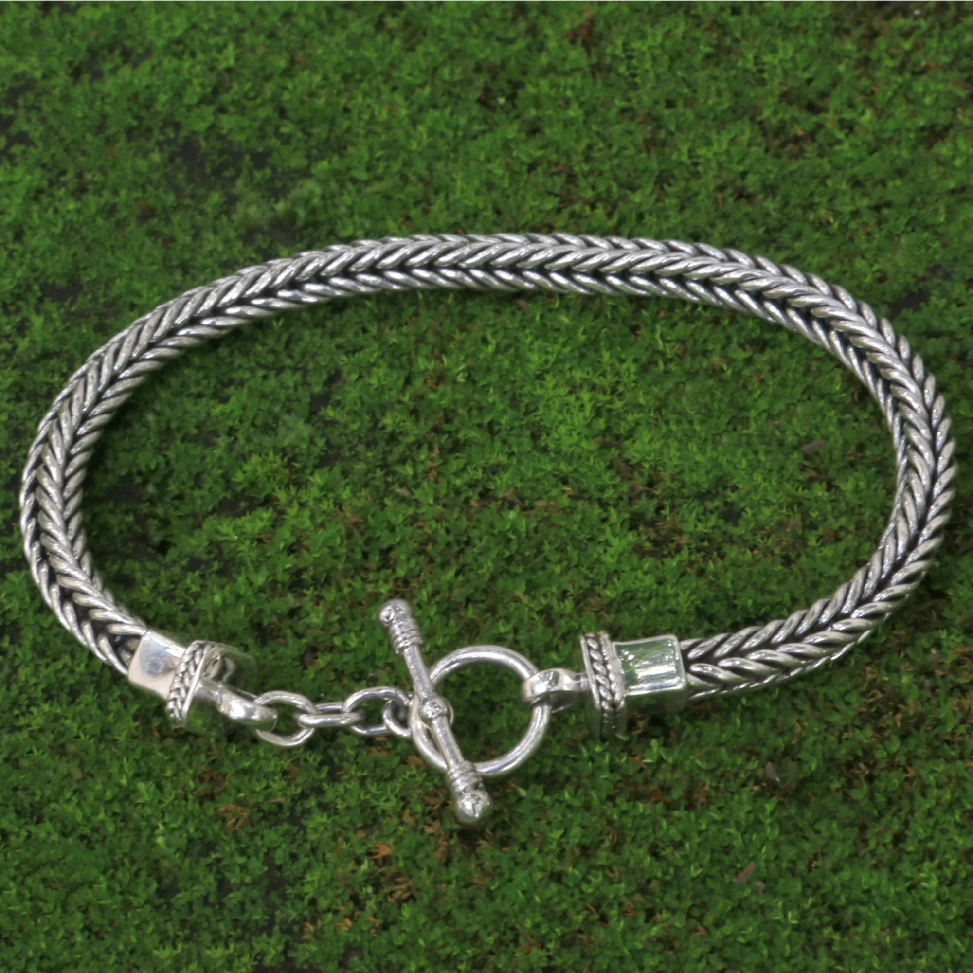 Dragon Braid Silver Men's Chain Bracelet