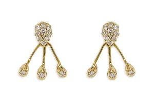 Earrings 14kt Gold Triple Jacket Pear Shape & Diamonds