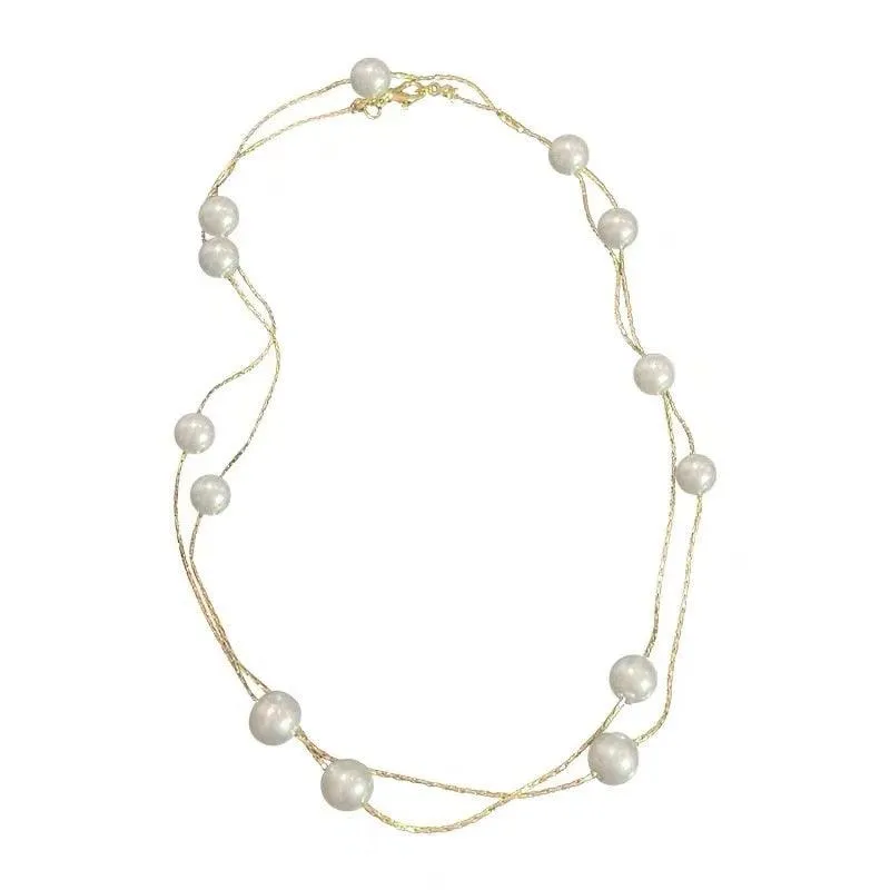 Elegant Double-Layer Pearl String Choker