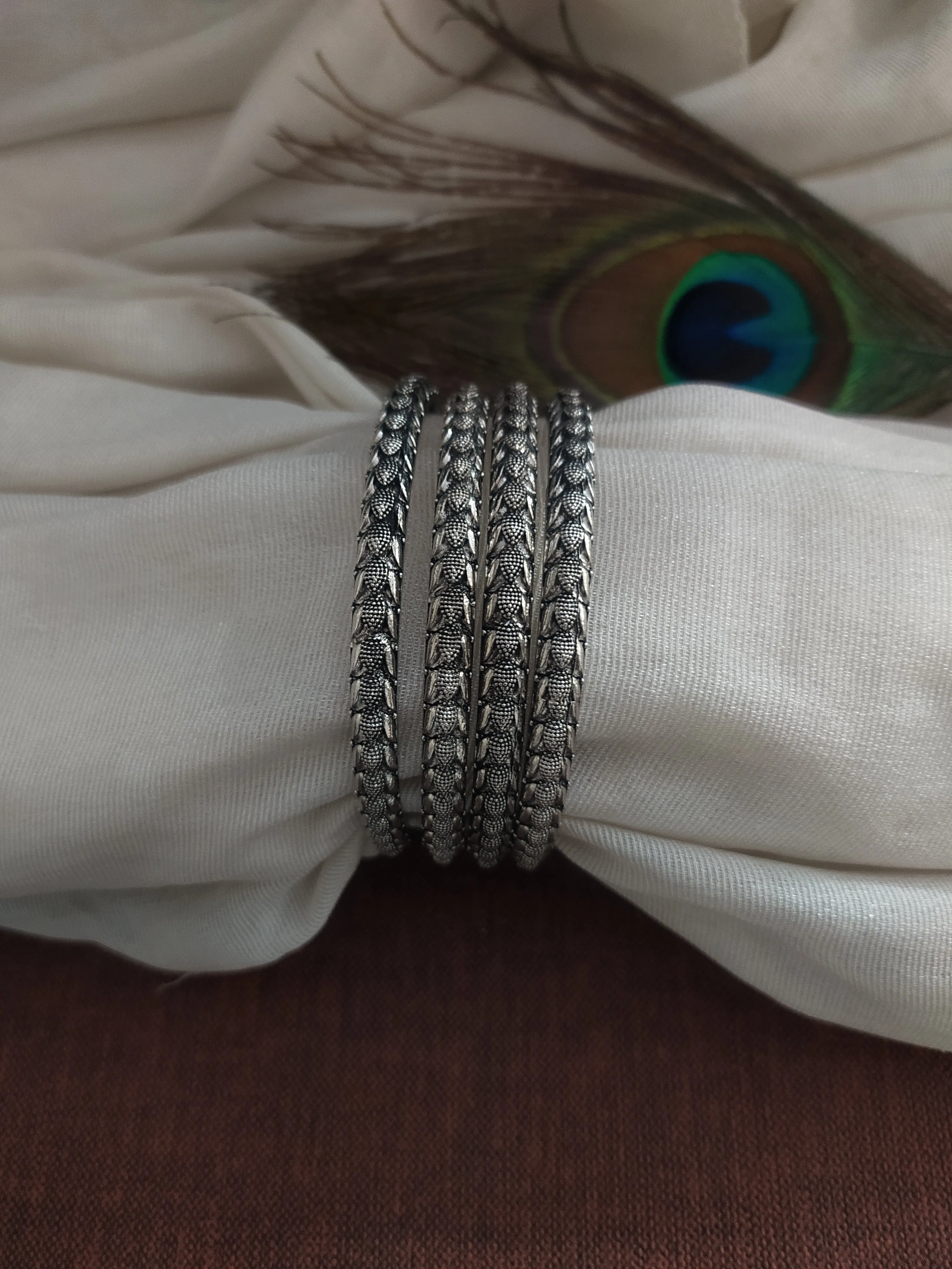 Elegant German Silver Oxidized Plain Bangles