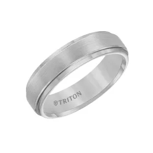 ELIAS Raised Brush Finished Center Tungsten Carbide Comfort Fit Band with Polished Step Edges by Triton Rings - 6 mm