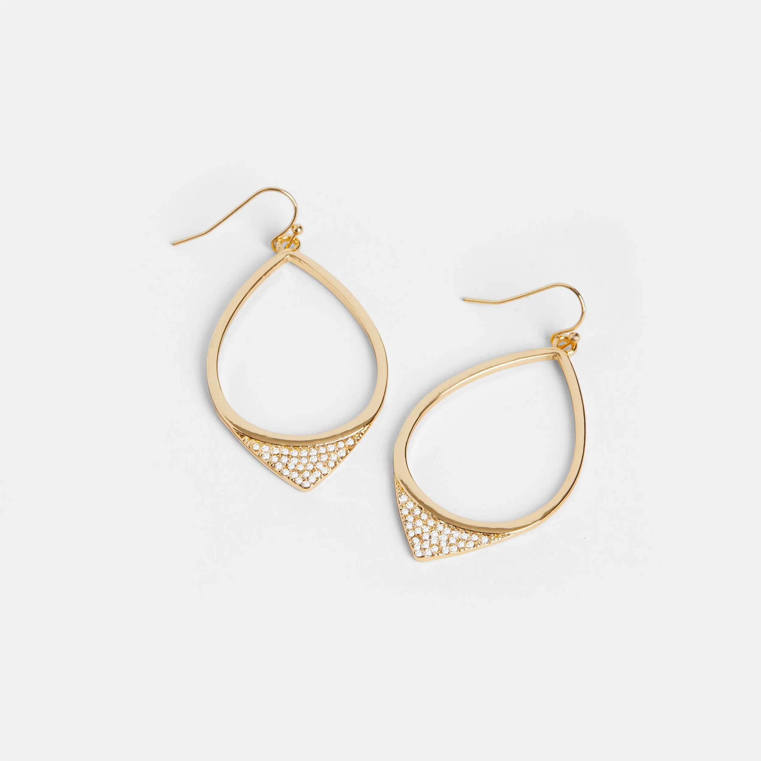 Embellished Teardrop Dangles - Gold