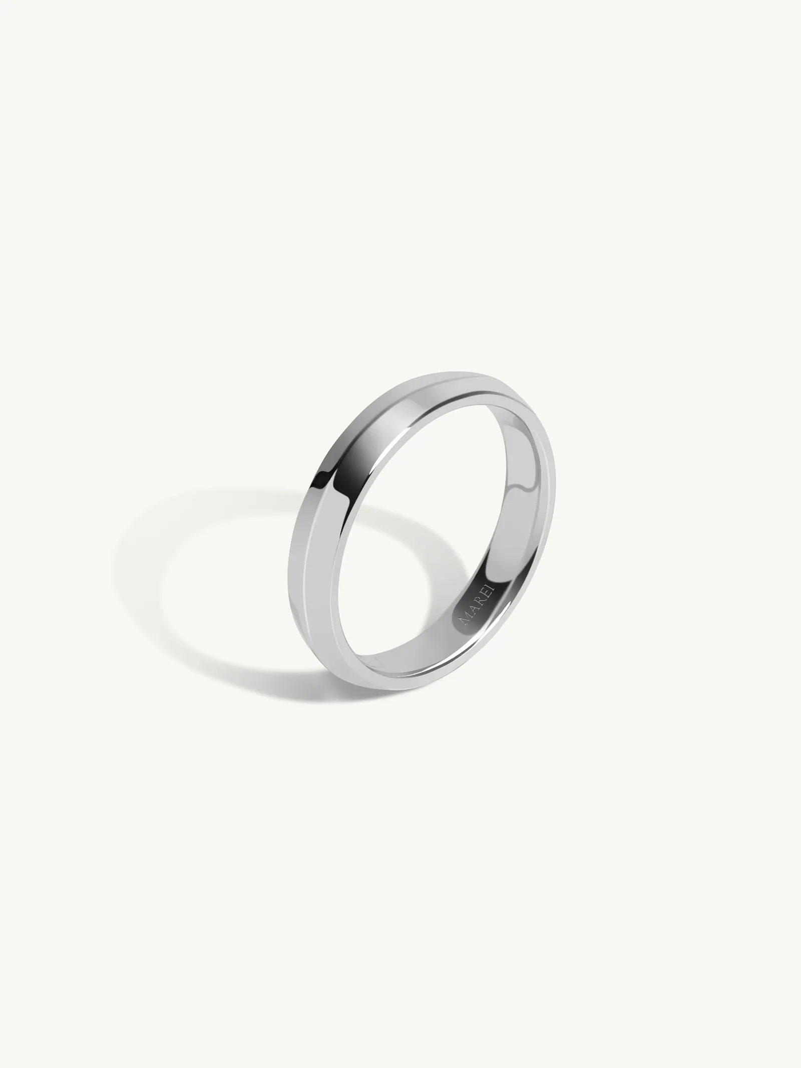 Eterno Knife Edge Wedding Ring In 18K White Gold, 4mm