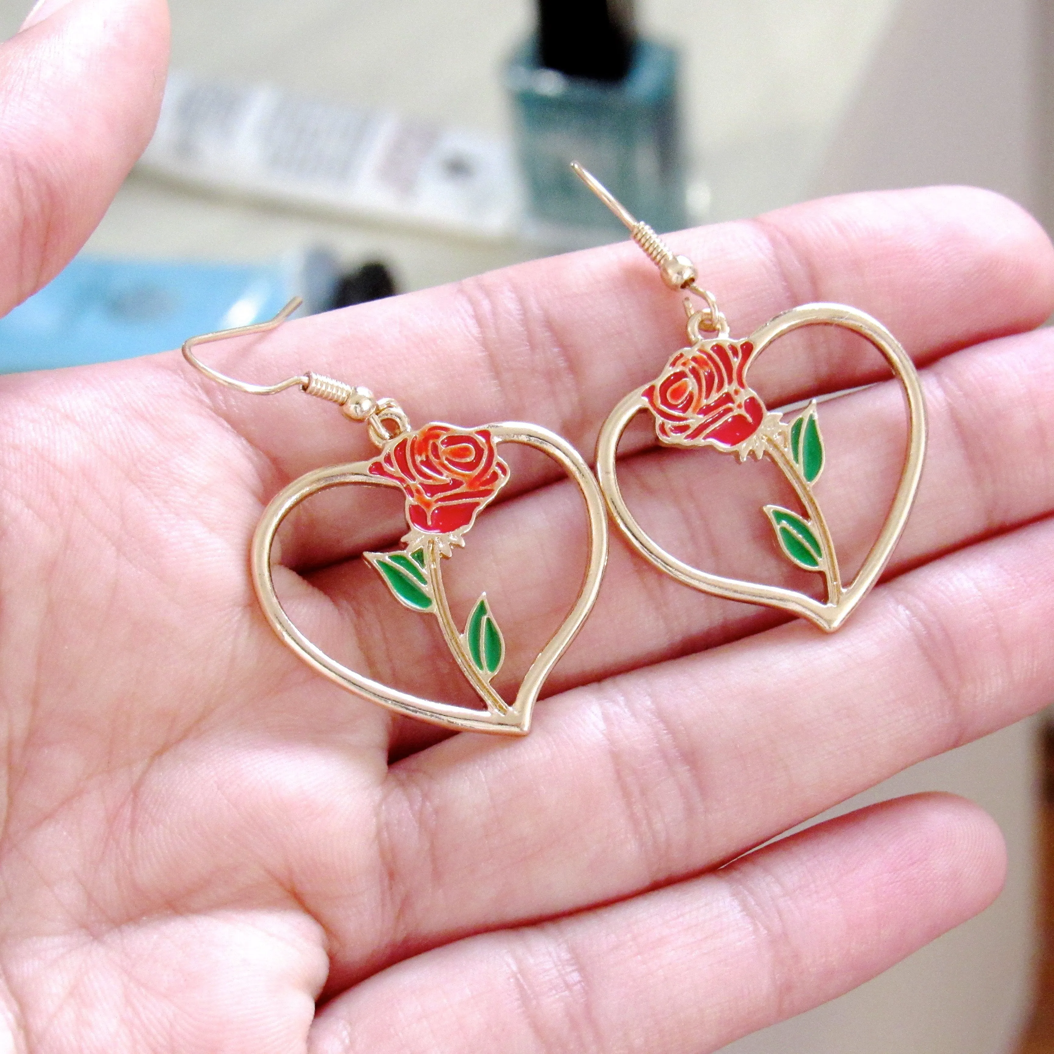 Everlasting Rose Stem Earrings