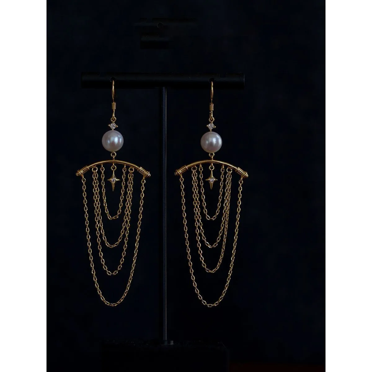 Exotic Gold Plated Dangle Earrings - Anti-Tarnish Finish