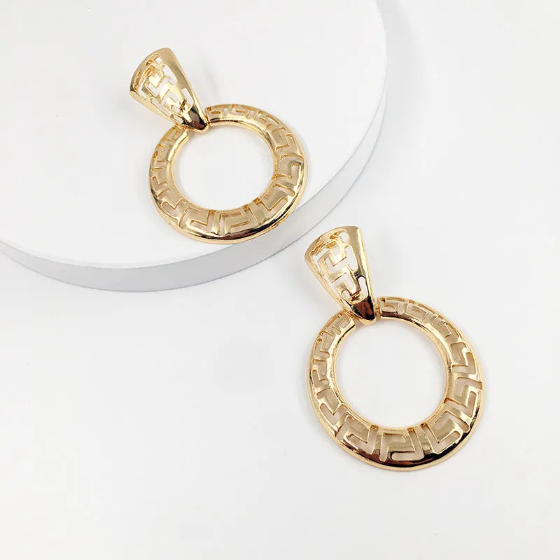 Exquisite Hollow Alloy Earrings from Vienna Verve Collection