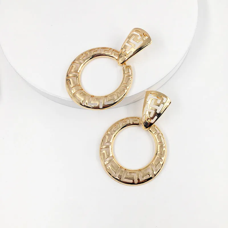 Exquisite Hollow Alloy Earrings from Vienna Verve Collection