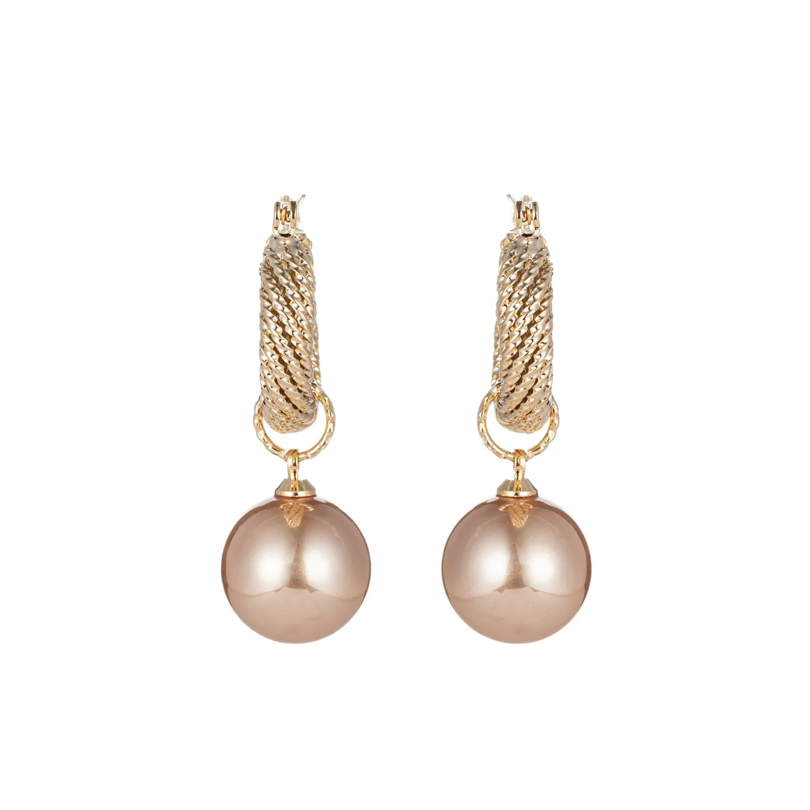 Fashion And Exquisite Super Flash French Retro Metal Pearl Earrings