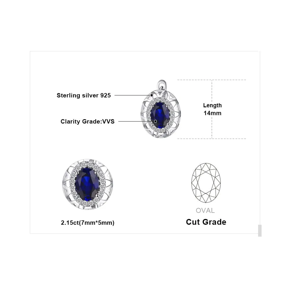 Fashion Statement Oval-Cut Created Sapphire Hoop Earrings  - 925 Sterling Silver