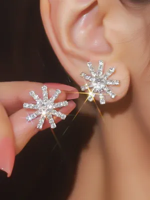 Fashionable Rhinestone Radial Earrings