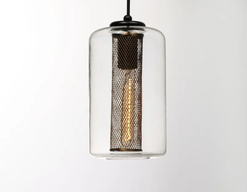 Firefly 6" Single Light Pendant in Black and Satin Brass