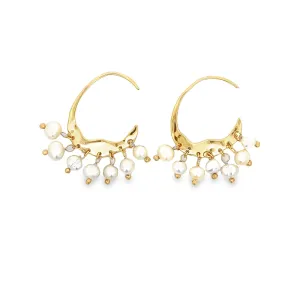 Fish Hook Dangle Pearl Earrings (K354)