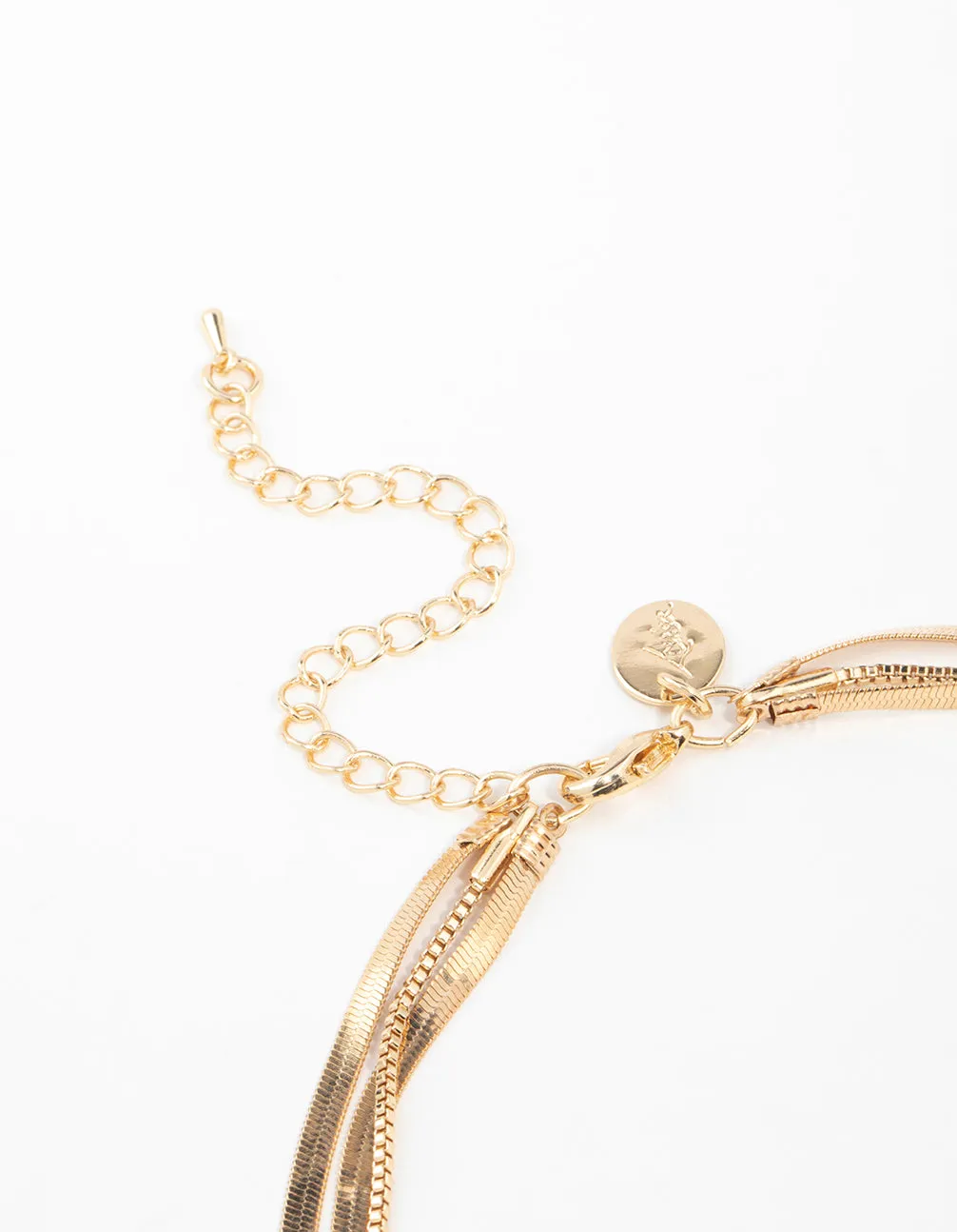 Gold Diamante & Snake Chain Layered Necklace