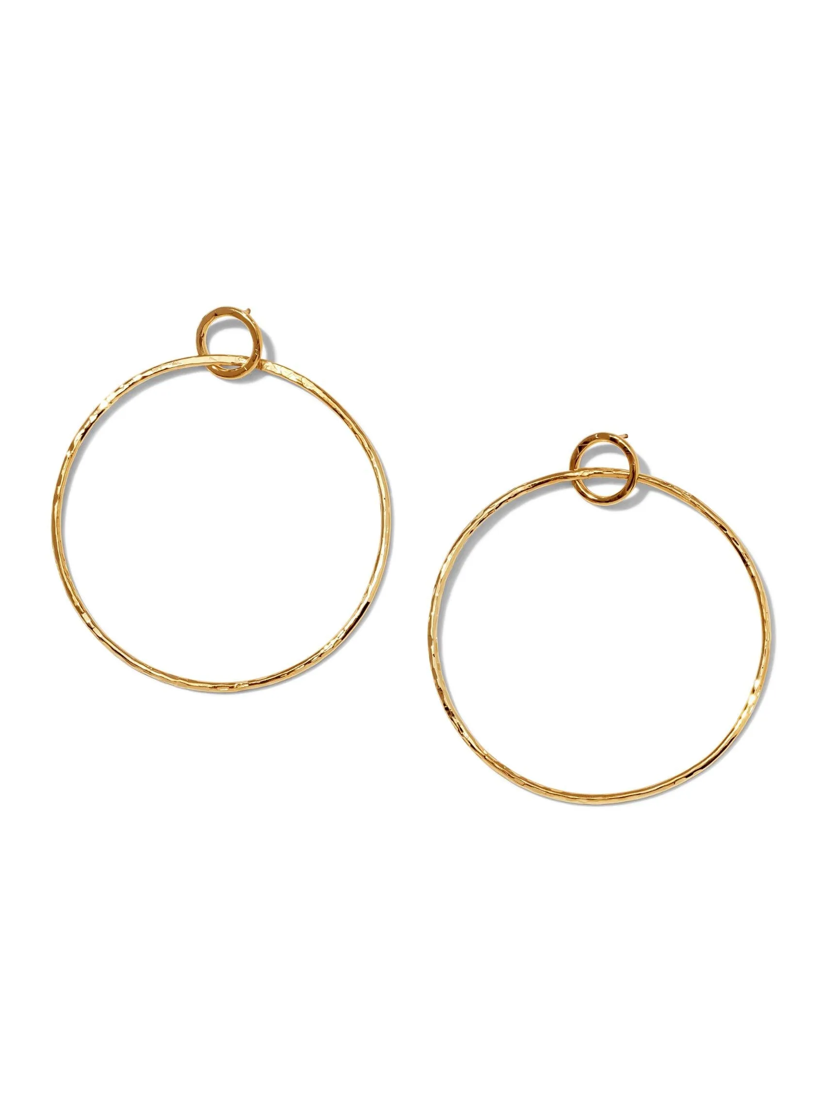 Gold Ellen Medium Textured Hoop Post Earrings