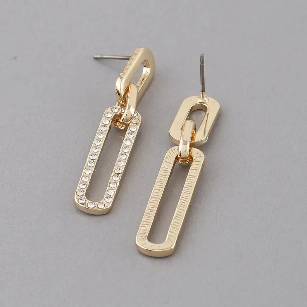 Gold Jeweled Link Chain Earrings