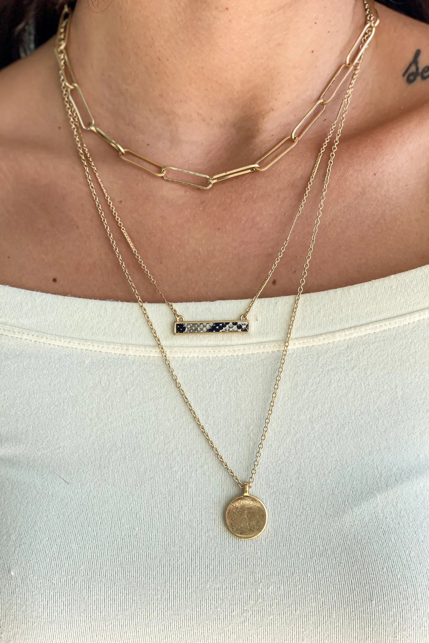 Gold Layered Necklace with Details