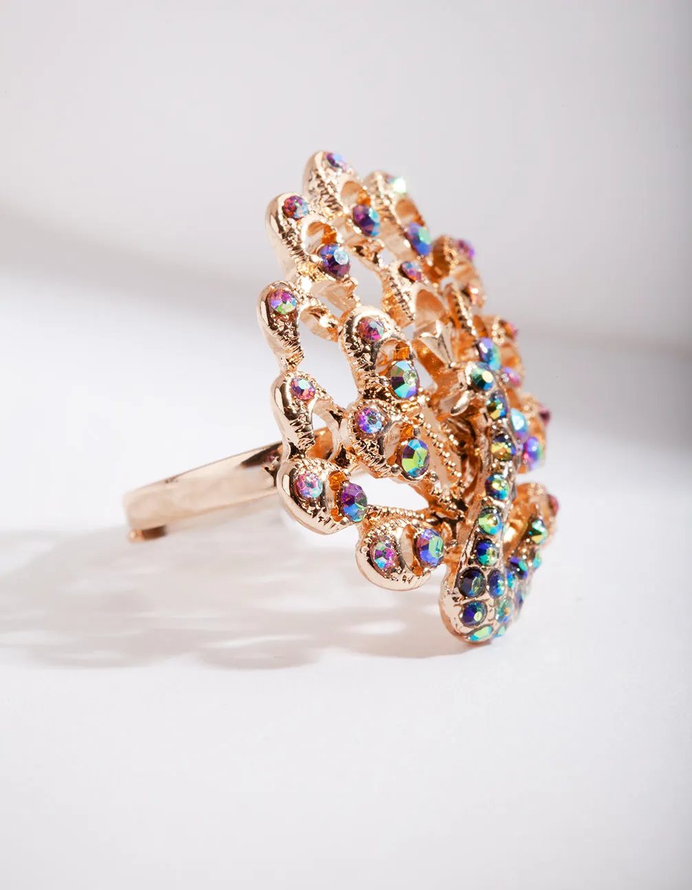 Gold Reflective Peacock Ring