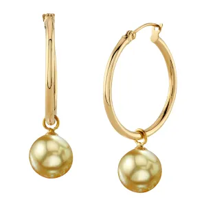 Golden South Sea Pearl Hoop Leane Earrings