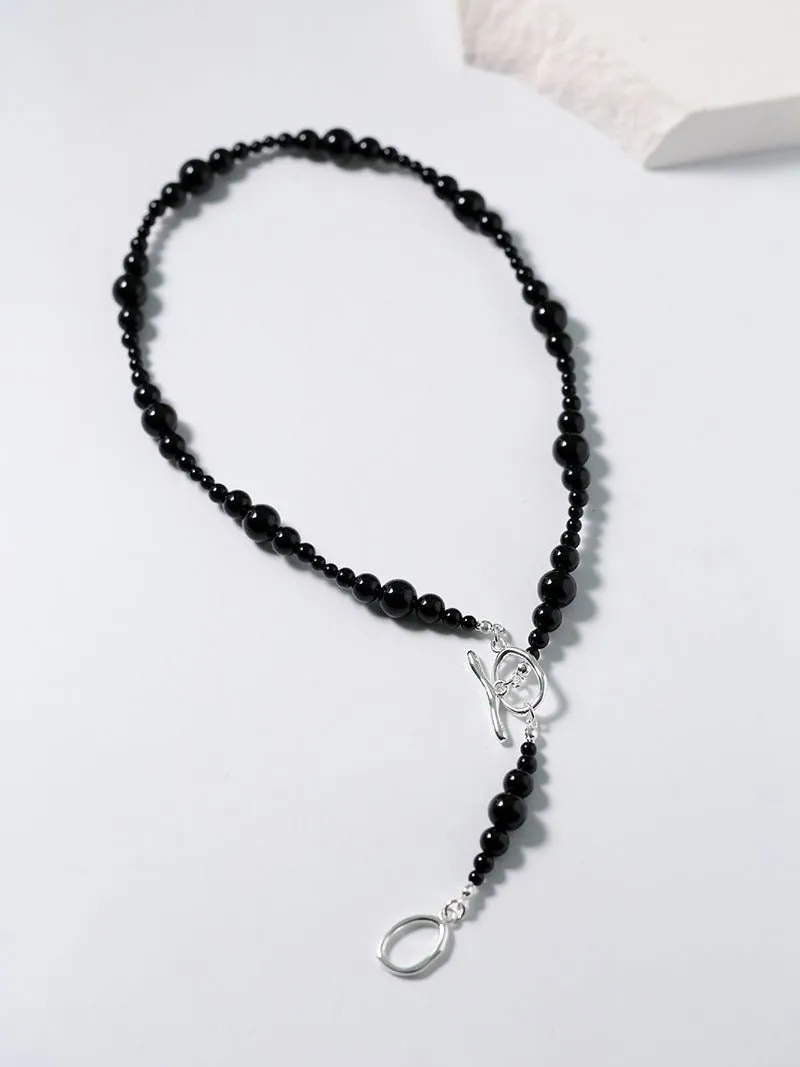 Gradual Black Agate Clavicle Chain