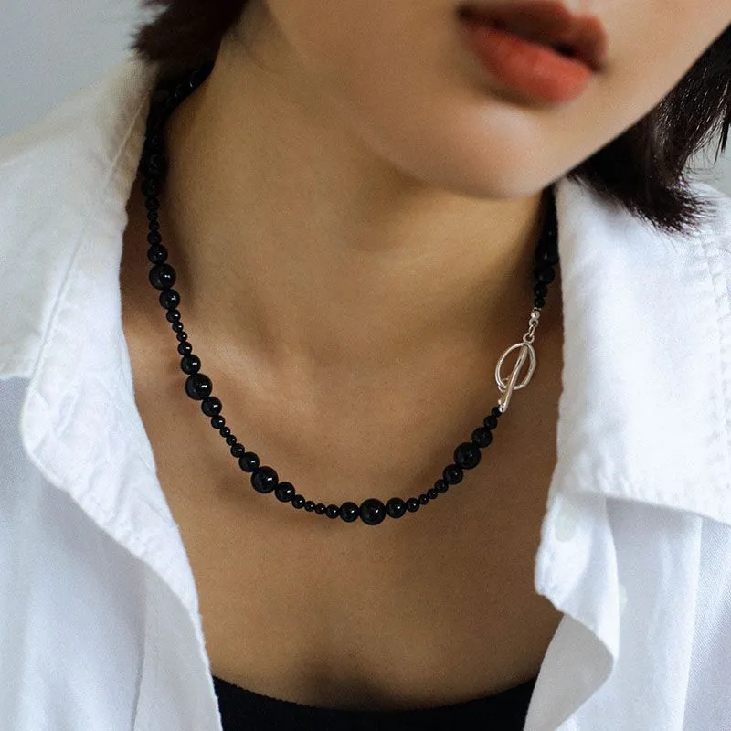 Gradual Black Agate Clavicle Chain