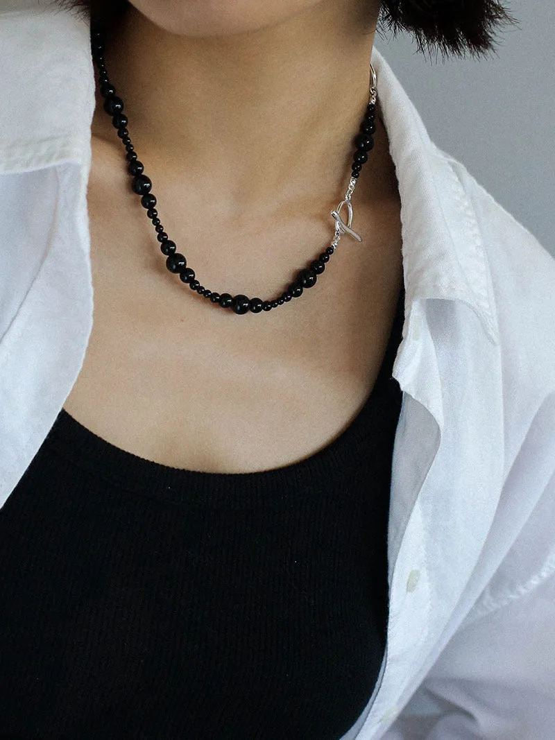 Gradual Black Agate Clavicle Chain