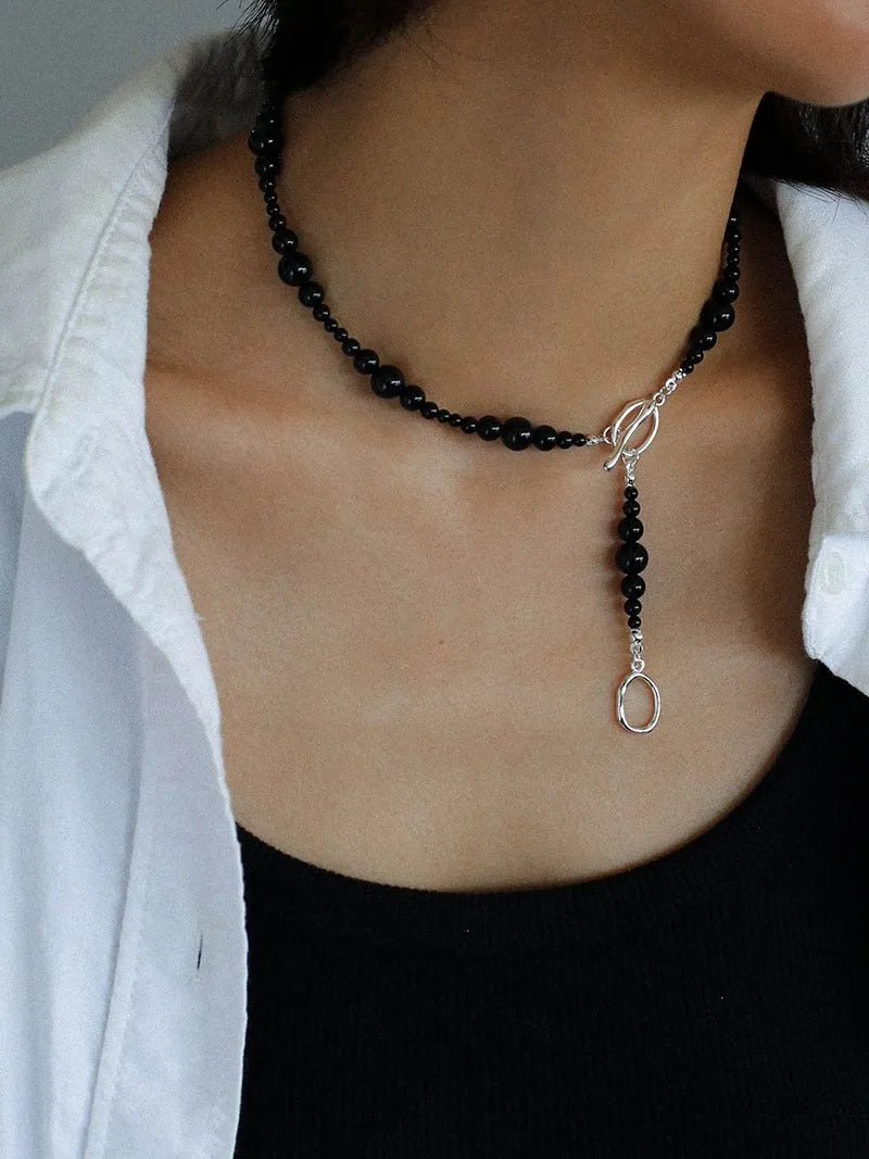 Gradual Black Agate Clavicle Chain