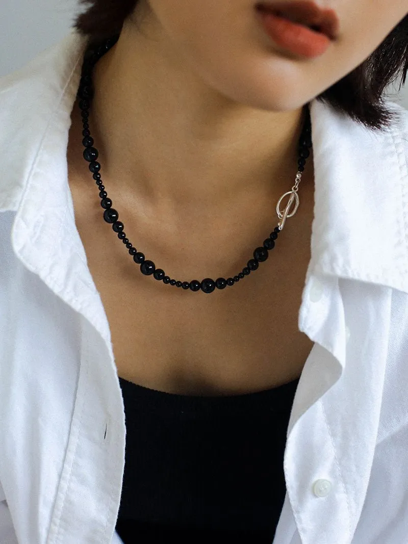 Gradual Black Agate Clavicle Chain