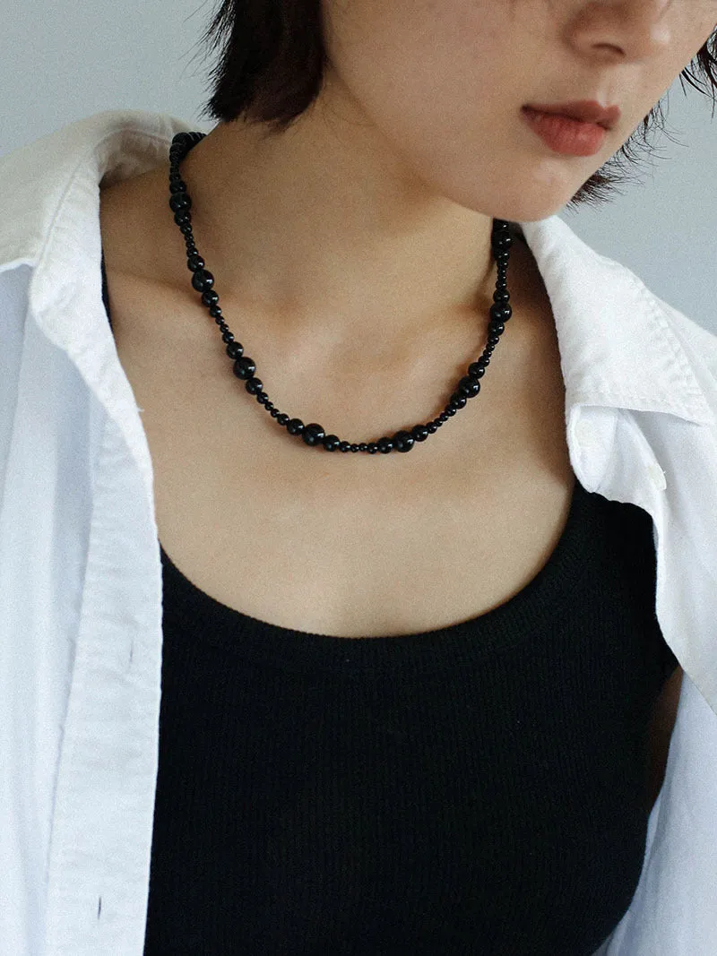 Gradual Black Agate Clavicle Chain