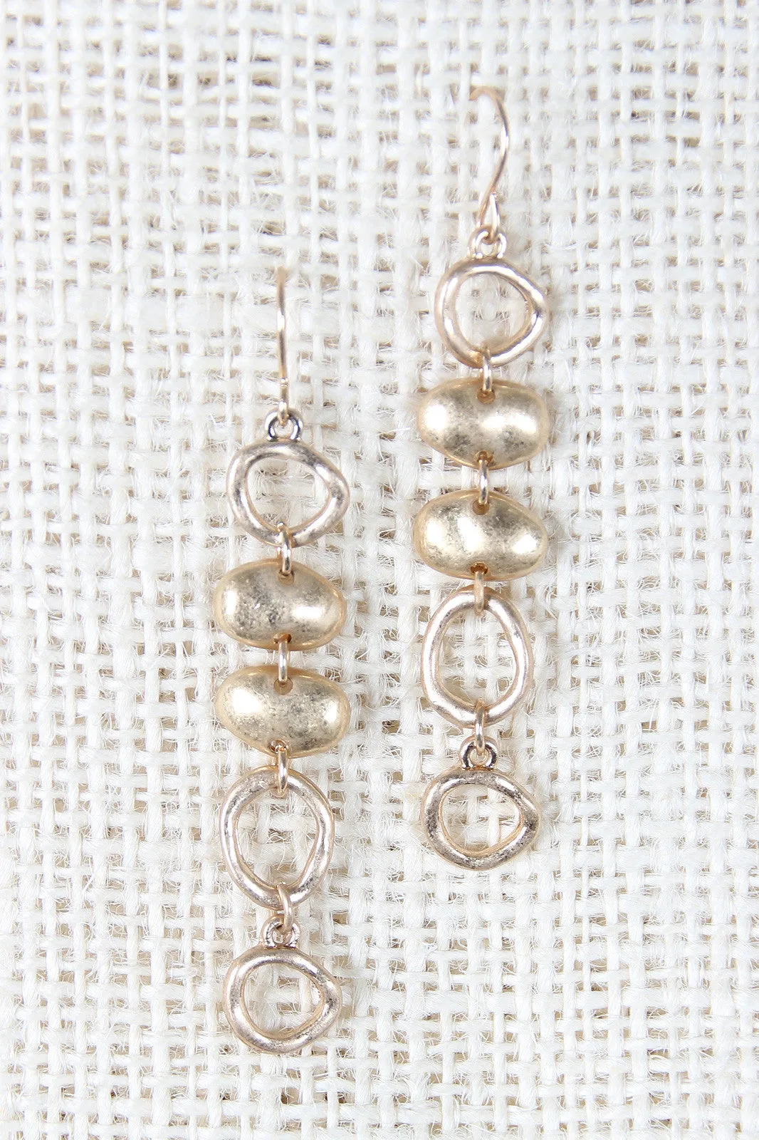 Hammered Linked Oval Drop Earring