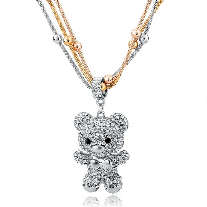 Hot Sale Women Long Necklace Gold Plated Chain Necklace Full Rhinestone Ball Pendant Necklace