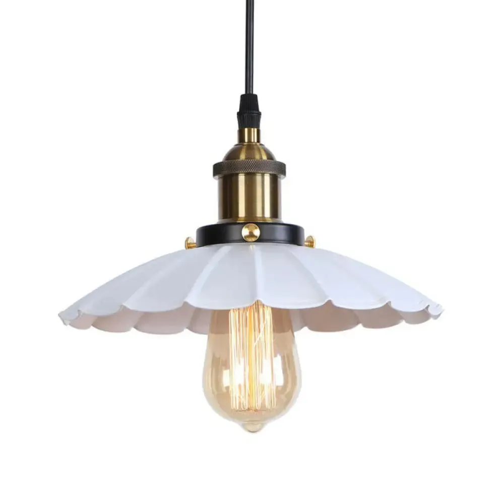 Industrial Metal Scallop Pendant Light with Cord Grip - Black/Bronze/Rust, 1 Bulb Ceiling Hanging Lighting