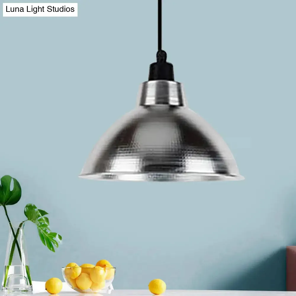 Industrial Retro Suspended Light - Black/Silver, 1 Light, 12-16" Diameter