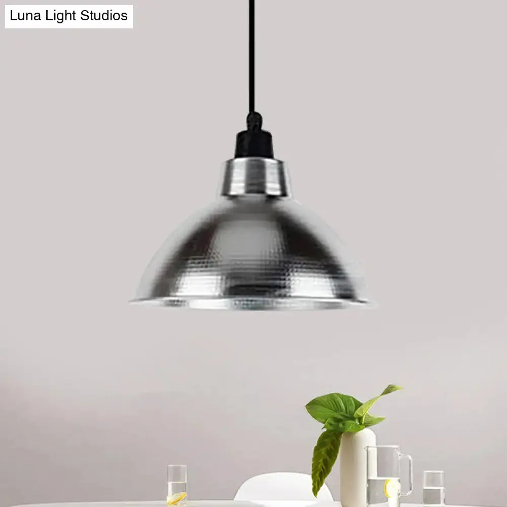 Industrial Retro Suspended Light - Black/Silver, 1 Light, 12-16" Diameter