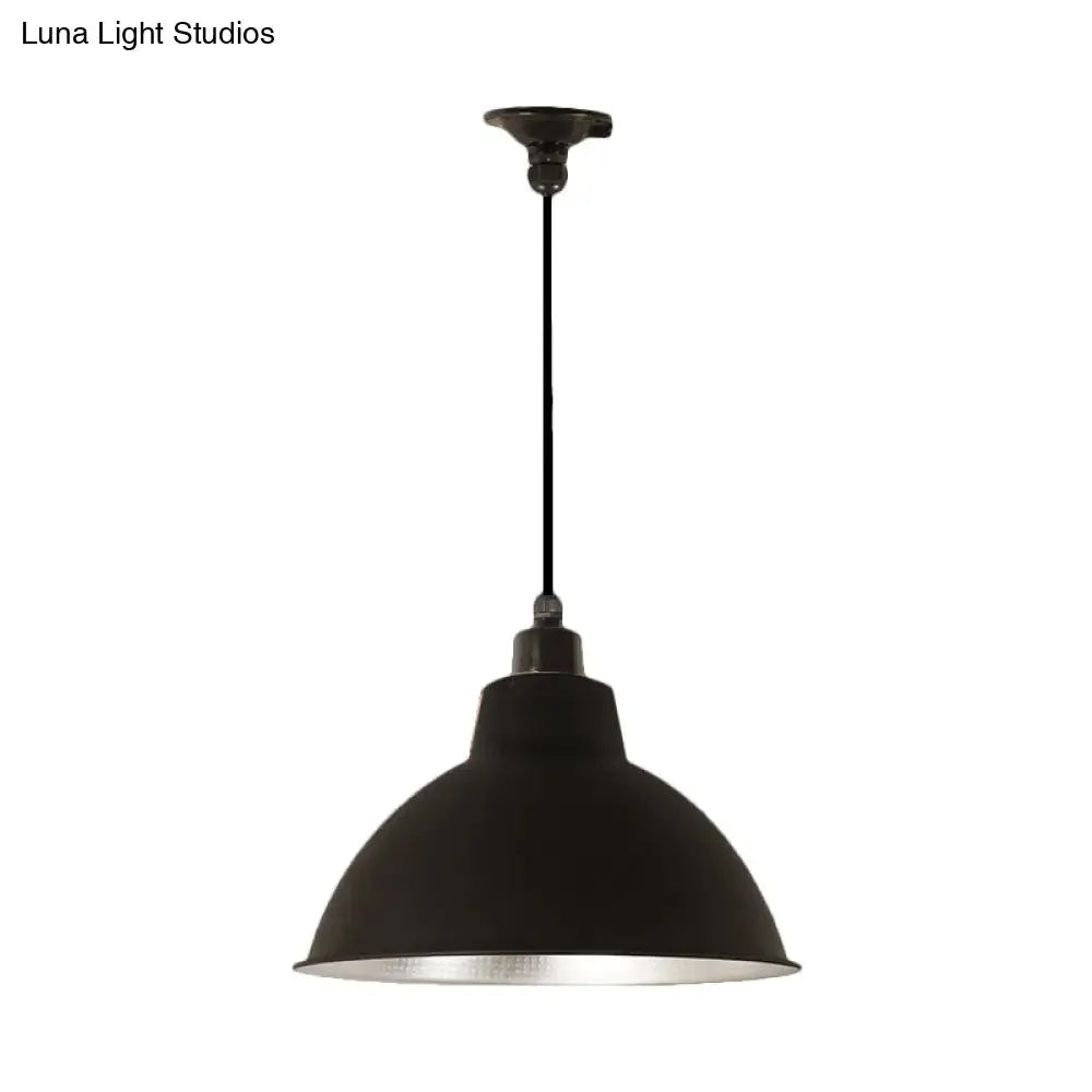 Industrial Retro Suspended Light - Black/Silver, 1 Light, 12-16" Diameter