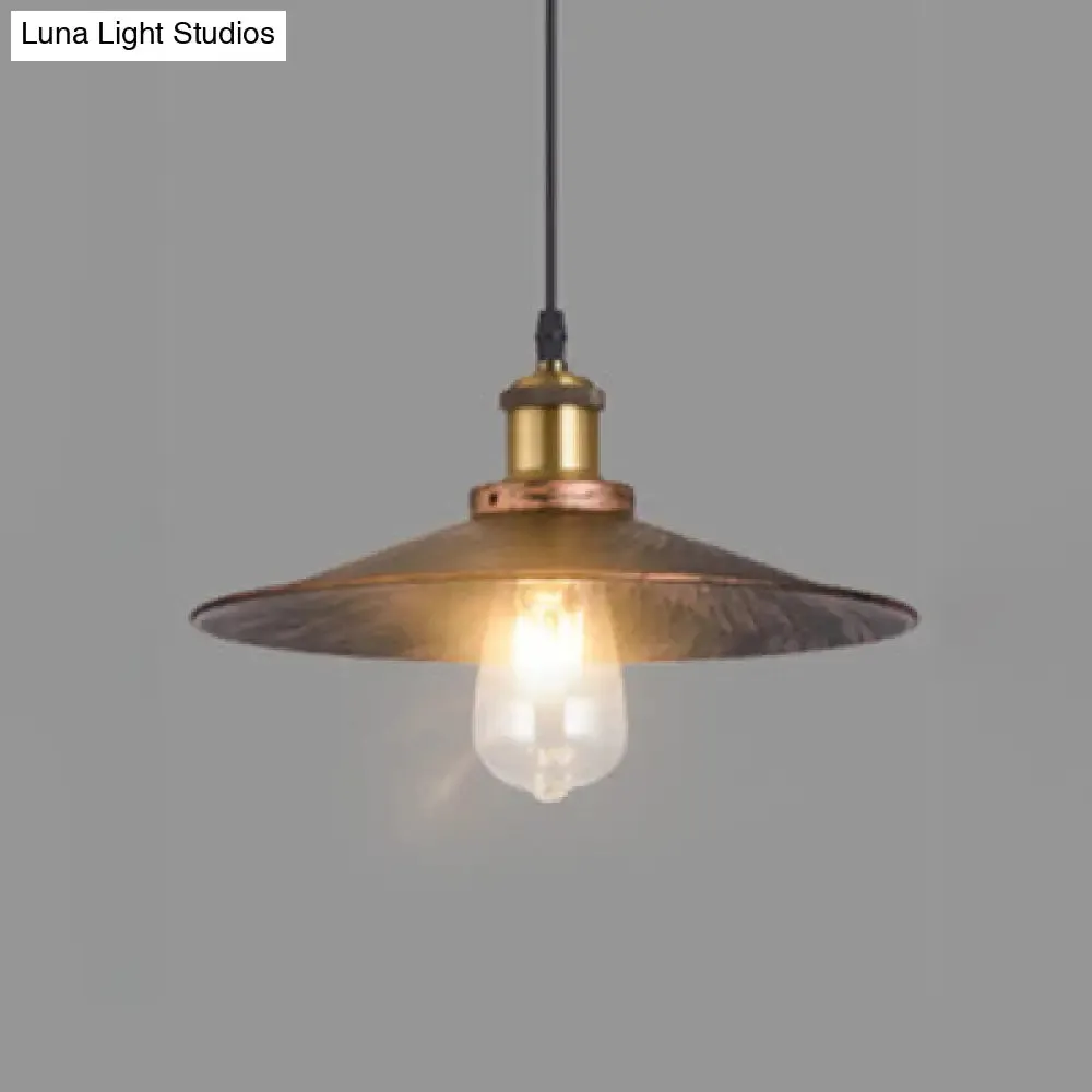 Industrial Rustic Flared Shade Pendant Light Fixture – 1 Light Indoor Ceiling Lamp