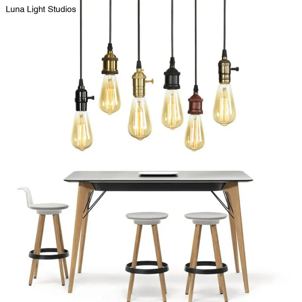 Industrial Single Edison Bulb Pendant Light - Aluminum Socket - Black Hanging Lamp for Living Room