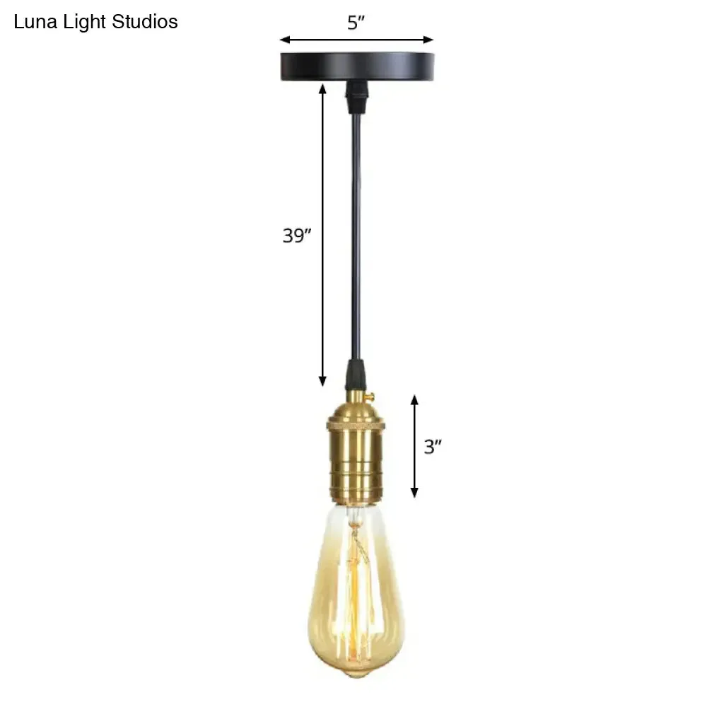 Industrial Single Edison Bulb Pendant Light - Aluminum Socket - Black Hanging Lamp for Living Room