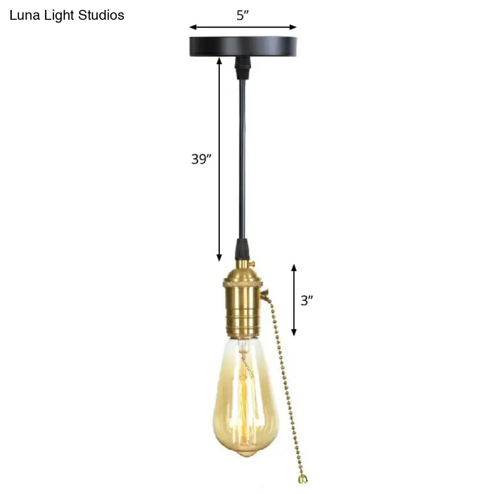 Industrial Single Edison Bulb Pendant Light - Aluminum Socket - Black Hanging Lamp for Living Room