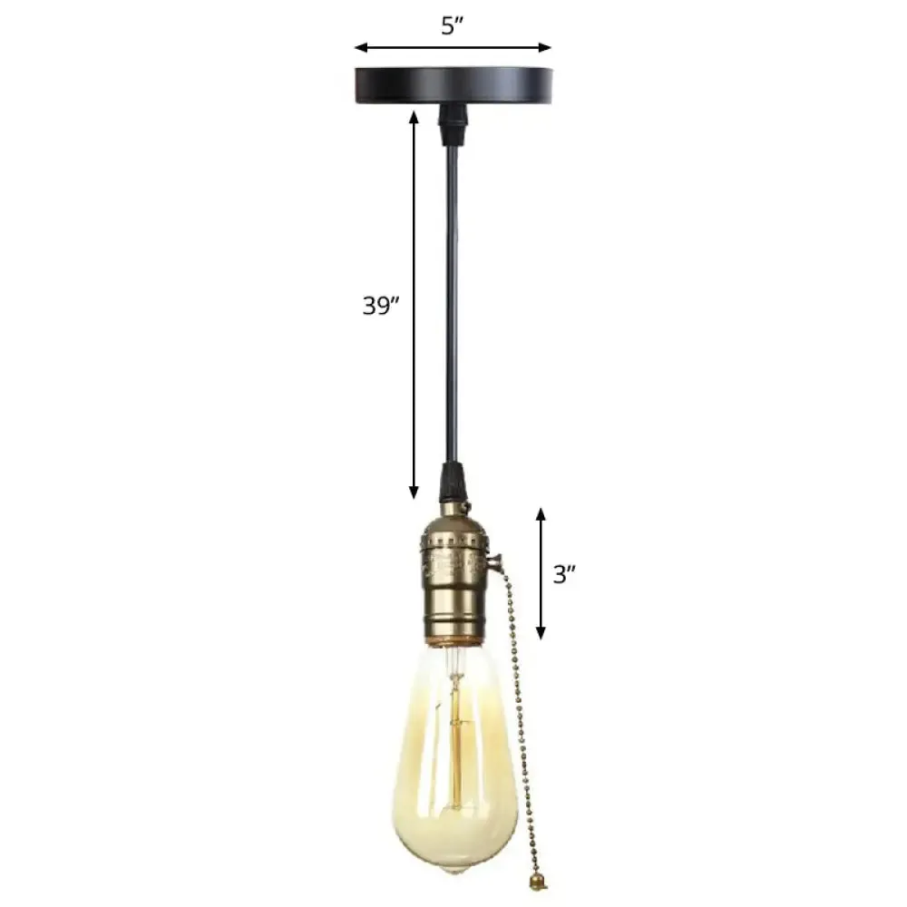 Industrial Single Edison Bulb Pendant Light - Aluminum Socket - Black Hanging Lamp for Living Room