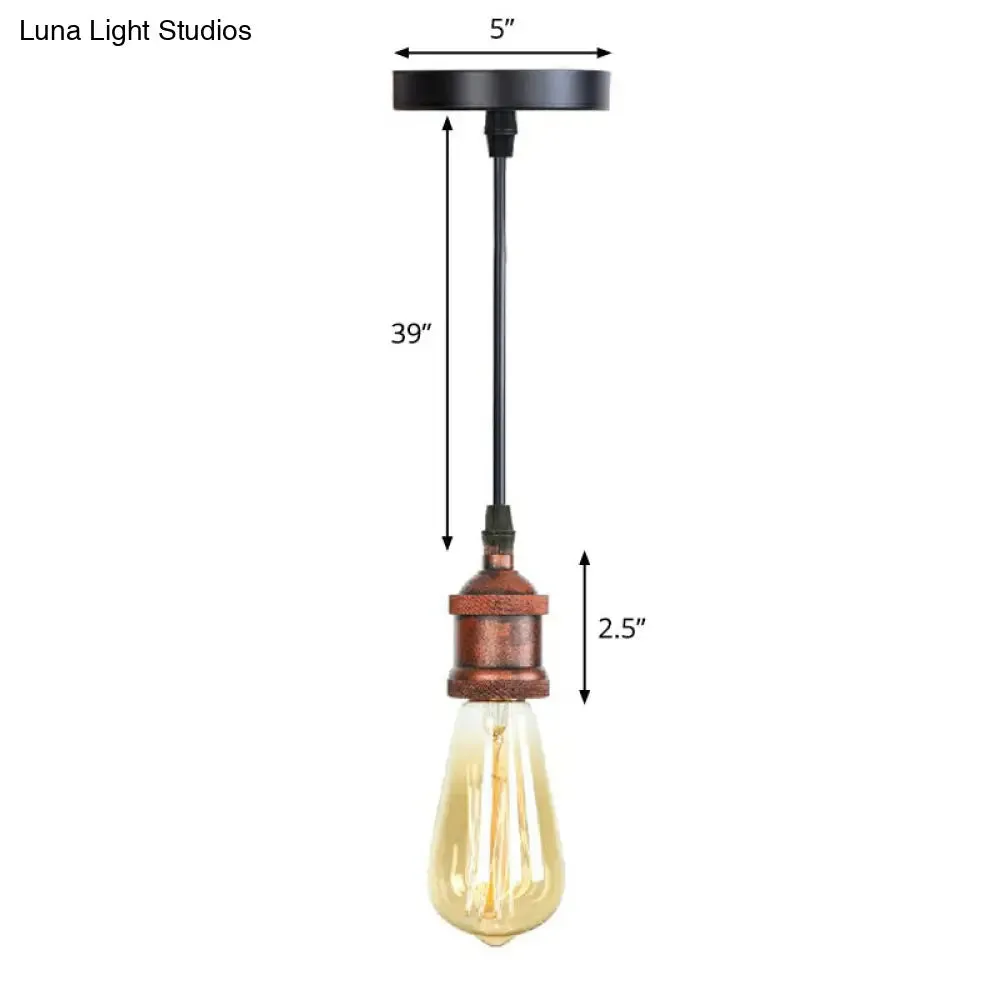 Industrial Single Edison Bulb Pendant Light - Aluminum Socket - Black Hanging Lamp for Living Room