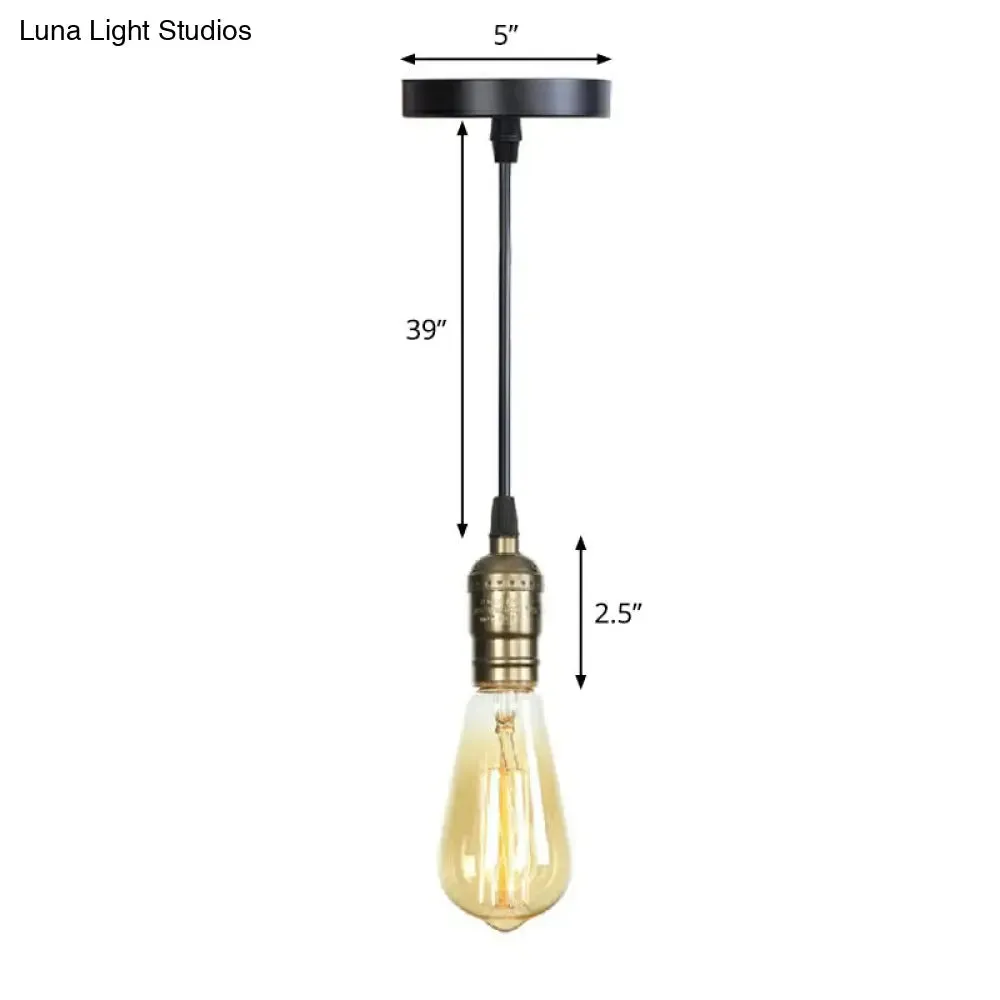 Industrial Single Edison Bulb Pendant Light - Aluminum Socket - Black Hanging Lamp for Living Room