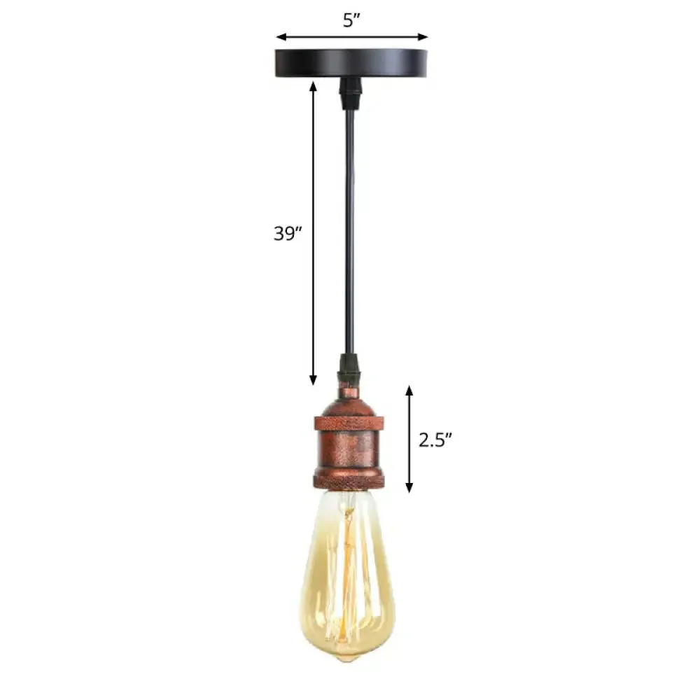 Industrial Single Edison Bulb Pendant Light - Aluminum Socket - Black Hanging Lamp for Living Room