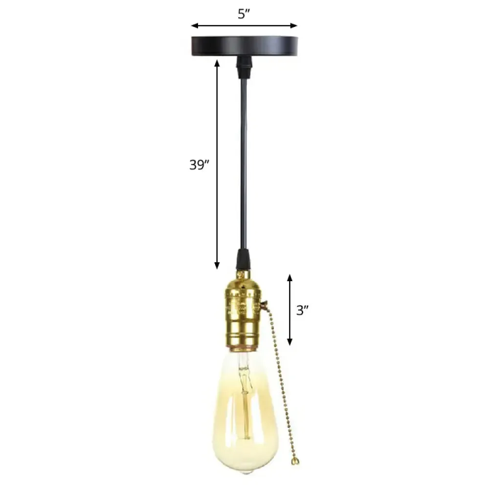 Industrial Single Edison Bulb Pendant Light - Aluminum Socket - Black Hanging Lamp for Living Room