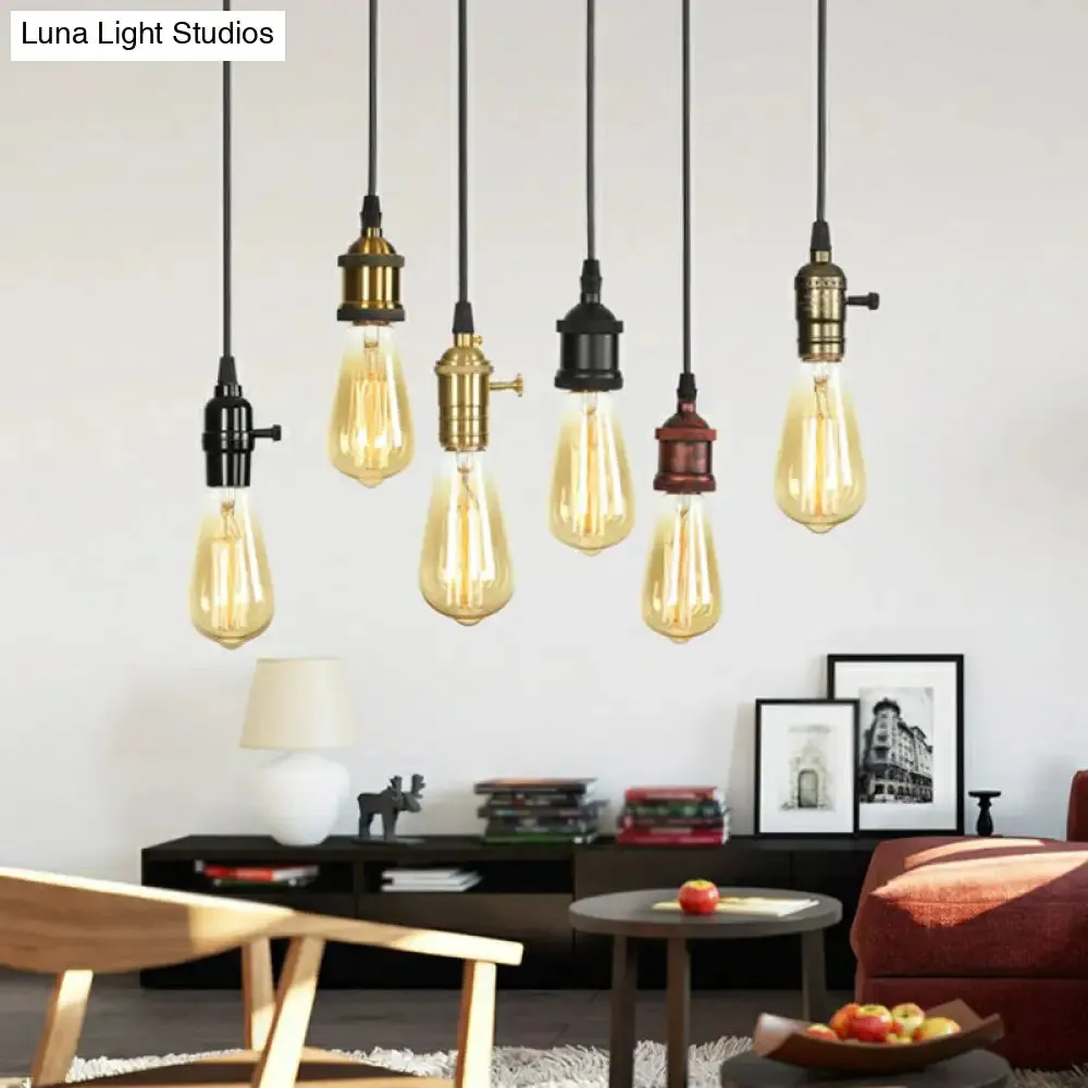 Industrial Single Edison Bulb Pendant Light - Aluminum Socket - Black Hanging Lamp for Living Room