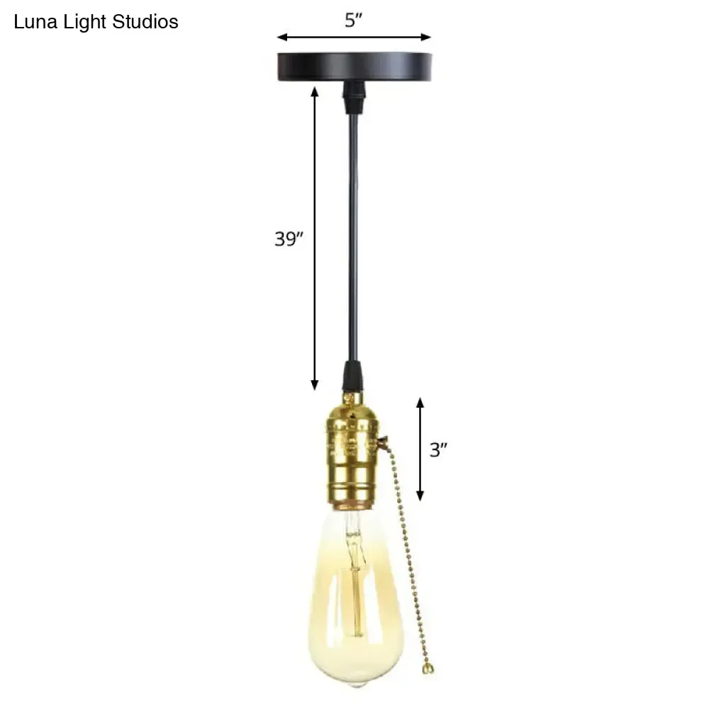 Industrial Single Edison Bulb Pendant Light - Aluminum Socket - Black Hanging Lamp for Living Room