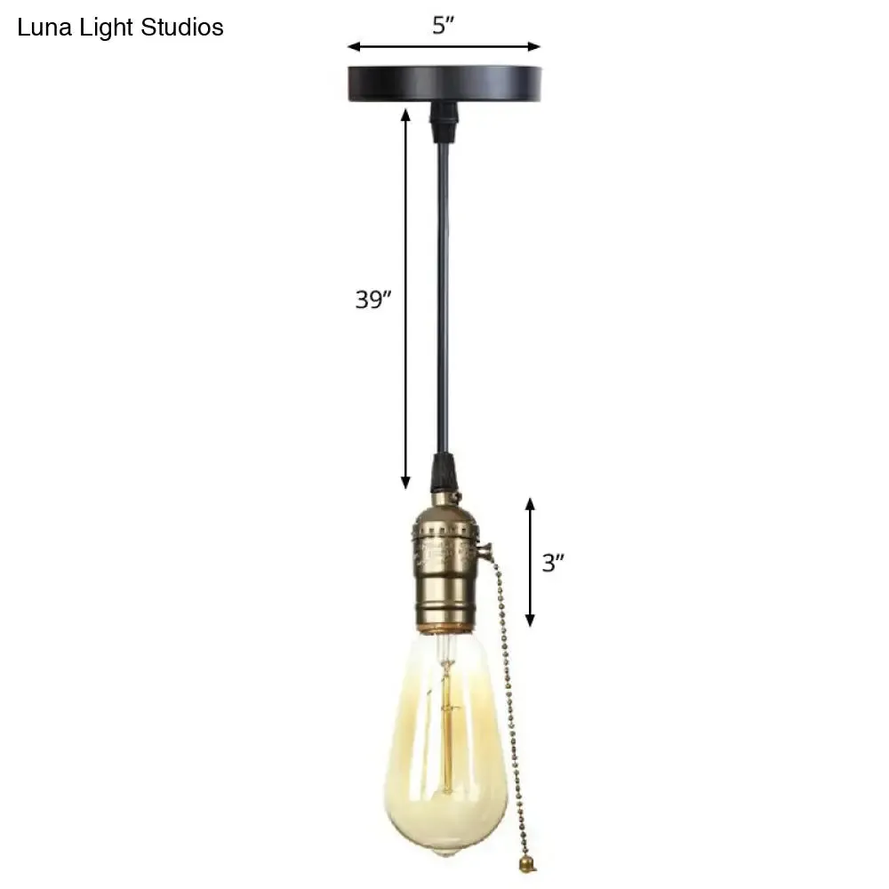 Industrial Single Edison Bulb Pendant Light - Aluminum Socket - Black Hanging Lamp for Living Room