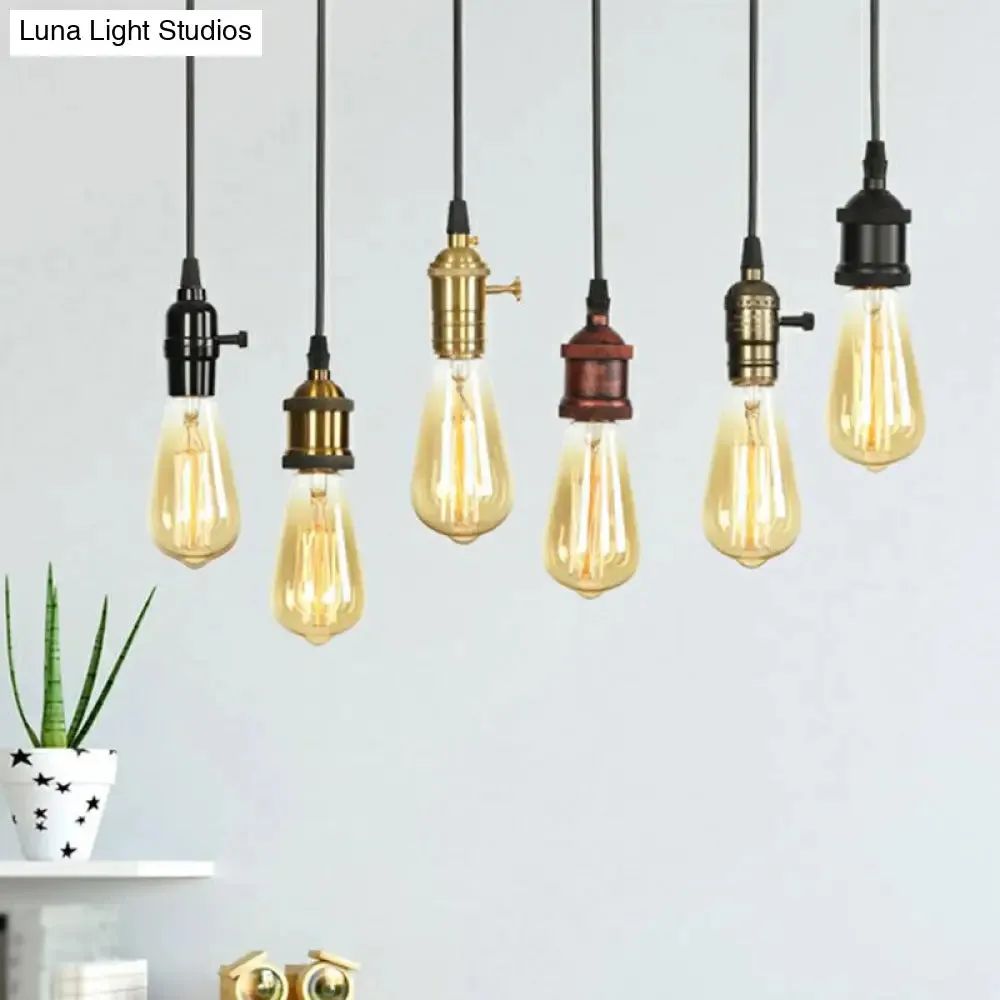 Industrial Single Edison Bulb Pendant Light - Aluminum Socket - Black Hanging Lamp for Living Room