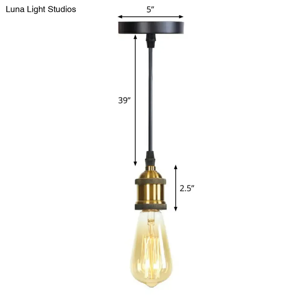 Industrial Single Edison Bulb Pendant Light - Aluminum Socket - Black Hanging Lamp for Living Room